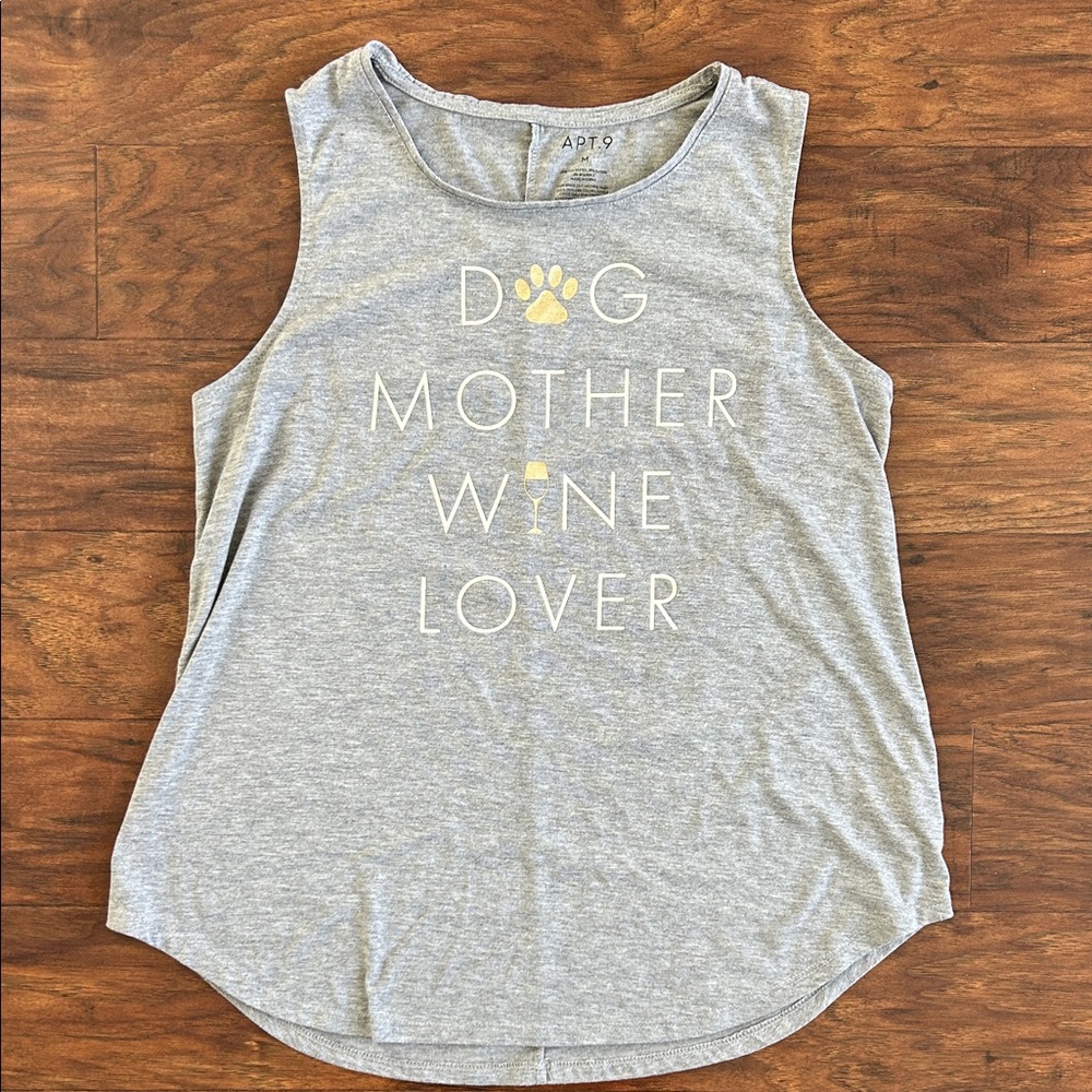 Apt. 9 Light Gray Tank Top - Dog Mother Wine Lover
